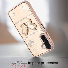 For Samsung A17 5G Case 3D Butterfly Bling Charm Stand Cover + Tempered Glass