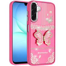 For Samsung A17 5G Case 3D Butterfly Bling Charm Stand Cover + Tempered Glass