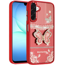For Samsung A17 5G Case 3D Butterfly Bling Charm Stand Cover + Tempered Glass