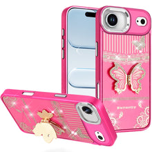 For iPhone Air Case w/ 3D Butterfly Bling Charm and Stand Cover + Tempered Glass