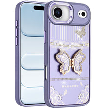 For iPhone Air Case w/ 3D Butterfly Bling Charm and Stand Cover + Tempered Glass