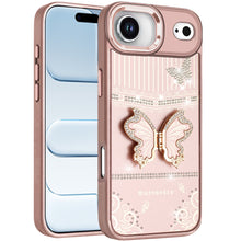 For iPhone Air Case w/ 3D Butterfly Bling Charm and Stand Cover + Tempered Glass