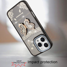 For iPhone 16 PRO MAX Case 3D Butterfly Bling Charm Stand Cover + Tempered Glass