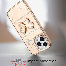 For iPhone 16 PRO MAX Case 3D Butterfly Bling Charm Stand Cover + Tempered Glass