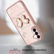 For Samsung S26+ Plus 3D Butterfly Bling Charm Stand Phone Cover +Tempered Glass