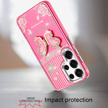 For Samsung S25 Ultra Case 3D Butterfly Bling Charm Stand Cover + Tempered Glass