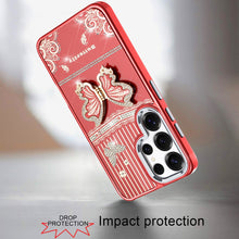 For Samsung S25 Ultra Case 3D Butterfly Bling Charm Stand Cover + Tempered Glass
