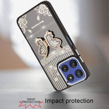 For Moto G Stylus 2025 Case 3D Butterfly Bling Charm with Stand + Tempered Glass