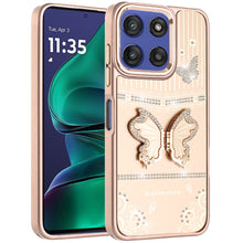 For Moto G Stylus 2025 Case 3D Butterfly Bling Charm with Stand + Tempered Glass