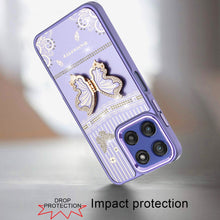 For Moto G Stylus 2025 Case 3D Butterfly Bling Charm with Stand + Tempered Glass