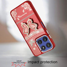 For Moto G Stylus 2025 Case 3D Butterfly Bling Charm with Stand + Tempered Glass