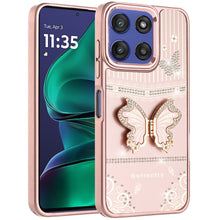 For Moto G Stylus 2025 Case 3D Butterfly Bling Charm with Stand + Tempered Glass
