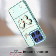 For Moto G Stylus 2025 Case 3D Butterfly Bling Charm with Stand + Tempered Glass