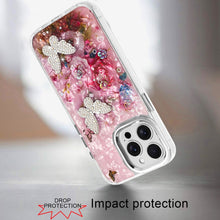 For iPhone 14 PRO MAX 6.7 in.Case Epoxy Glitter with 3D Beaded Butterflies Cover