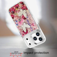 For iPhone 17 Pro Max Case Epoxy Glitter 3D Beaded Butterflies + Tempered Glass
