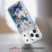 For iPhone 17 PRO Case Epoxy Glitter with 3D Beaded Butterflies + Tempered Glass