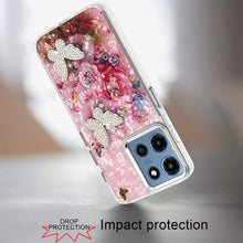 For Moto G 2025 Case Epoxy Glitter w/ 3D Beaded Butterflies + Tempered Glass