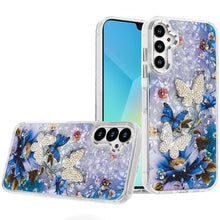 For Samsung A16 5G Case Epoxy Glitter w/ 3D Beaded Butterflies + Tempered Glass