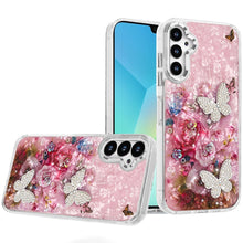 For Samsung A16 5G Case Epoxy Glitter w/ 3D Beaded Butterflies + Tempered Glass
