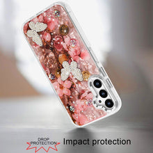 For Samsung A16 5G Case Epoxy Glitter w/ 3D Beaded Butterflies + Tempered Glass