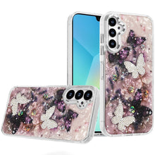 For Samsung A16 5G Case Epoxy Glitter w/ 3D Beaded Butterflies + Tempered Glass