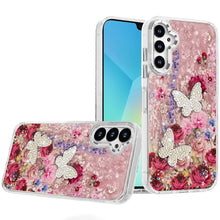 For Samsung A16 5G Case Epoxy Glitter w/ 3D Beaded Butterflies + Tempered Glass