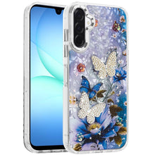 For Samsung A17 5G Case Epoxy Glitter w/ 3D Beaded Butterflies + Tempered Glass