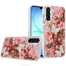 For Samsung A17 5G Case Epoxy Glitter w/ 3D Beaded Butterflies + Tempered Glass