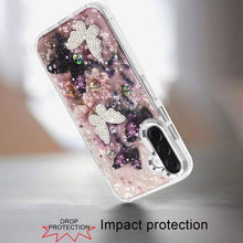For Samsung A17 5G Case Epoxy Glitter w/ 3D Beaded Butterflies + Tempered Glass