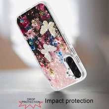 For Samsung A17 5G Case Epoxy Glitter w/ 3D Beaded Butterflies + Tempered Glass