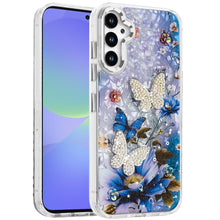For Samsung A36 Case Epoxy Glitter with 3D Beaded Butterflies + Tempered Glass
