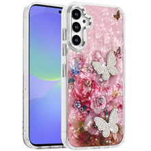 For Samsung A36 Case Epoxy Glitter with 3D Beaded Butterflies + Tempered Glass