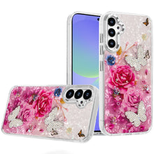 For Samsung A36 Case Epoxy Glitter with 3D Beaded Butterflies + Tempered Glass
