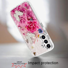 For Samsung A36 Case Epoxy Glitter with 3D Beaded Butterflies + Tempered Glass