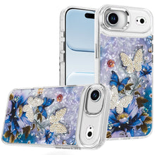 For iPhone Air Case Epoxy Glitter with 3D Beaded Butterflies + Tempered Glass