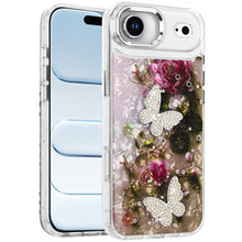 For iPhone Air Case Epoxy Glitter with 3D Beaded Butterflies + Tempered Glass