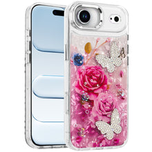 For iPhone Air Case Epoxy Glitter with 3D Beaded Butterflies + Tempered Glass