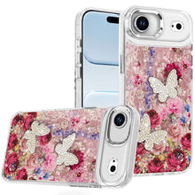 For iPhone Air Case Epoxy Glitter with 3D Beaded Butterflies + Tempered Glass