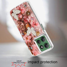 For Moto G Power 2025 Case Epoxy Glitter 3D Beaded Butterflies + Tempered Glass