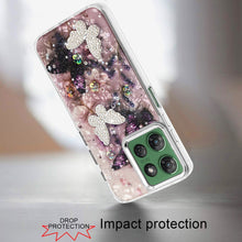 For Moto G Power 2025 Case Epoxy Glitter 3D Beaded Butterflies + Tempered Glass