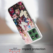 For Moto G Power 2025 Case Epoxy Glitter 3D Beaded Butterflies + Tempered Glass