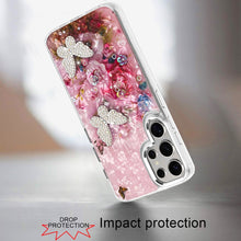 For Samsung S25 Ultra Case Epoxy Glitter 3D Beaded Butterflies + Tempered Glass