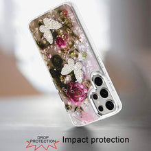 For Samsung S25 Ultra Case Epoxy Glitter 3D Beaded Butterflies + Tempered Glass