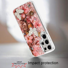 For Samsung S25 Ultra Case Epoxy Glitter 3D Beaded Butterflies + Tempered Glass