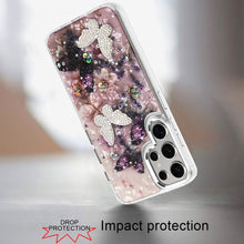For Samsung S25 Ultra Case Epoxy Glitter 3D Beaded Butterflies + Tempered Glass