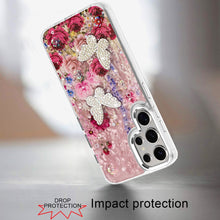 For Samsung S25 Ultra Case Epoxy Glitter 3D Beaded Butterflies + Tempered Glass