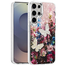 For Samsung S25 Ultra Case Epoxy Glitter 3D Beaded Butterflies + Tempered Glass