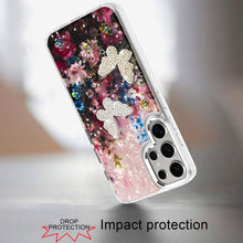 For Samsung S25 Ultra Case Epoxy Glitter 3D Beaded Butterflies + Tempered Glass