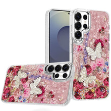 For Samsung S26 Ultra Case Epoxy Glitter 3D Beaded Butterflies + Tempered Glass
