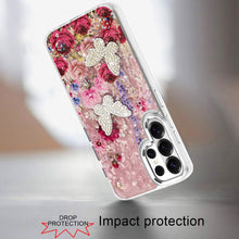 For Samsung S26 Ultra Case Epoxy Glitter 3D Beaded Butterflies + Tempered Glass